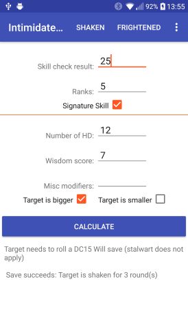 Intimidate helper screenshot